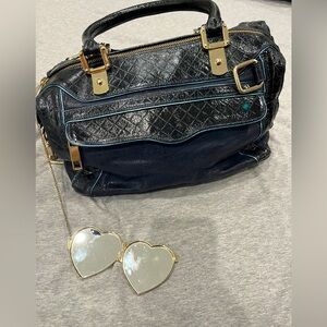 Fabulous and rare Rebecca Minkoff MAB bag in Navy and black patent leather